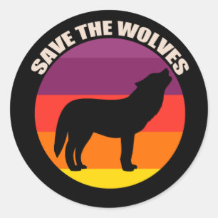 Sticker Rond Sauvez les loups