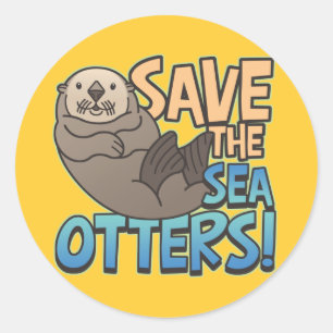 Sticker Rond Sauvez Les Loutres De Mer