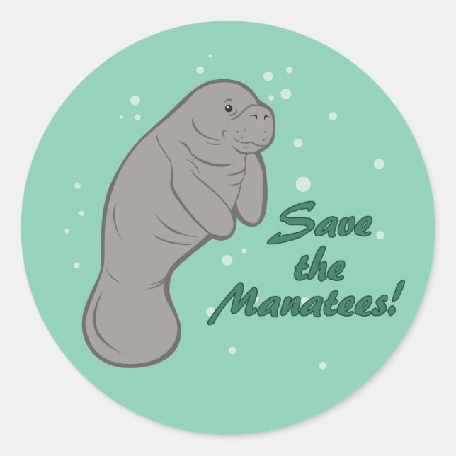 Sticker Rond Sauvez les Manatees ! (Devant)
