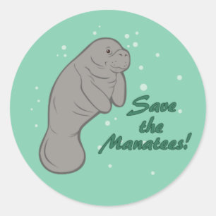 Sticker Rond Sauvez les Manatees !