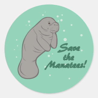 Sticker Rond Sauvez les Manatees !
