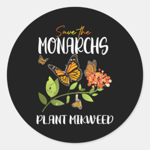 Sticker Rond Sauvez les Monarques Plante Milkweed Monarch Butte