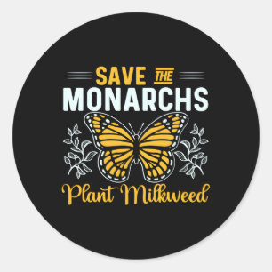Sticker Rond Sauvez Les Monarques Plante Milkweed Pour Papillon