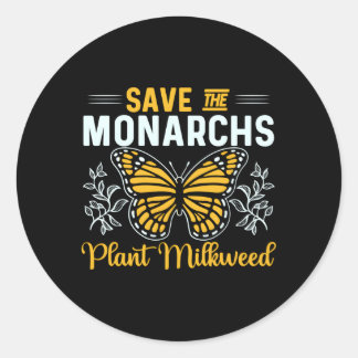 Sticker Rond Sauvez Les Monarques Plante Milkweed Pour Papillon