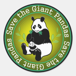 Sticker Rond Sauvez les pandas géants