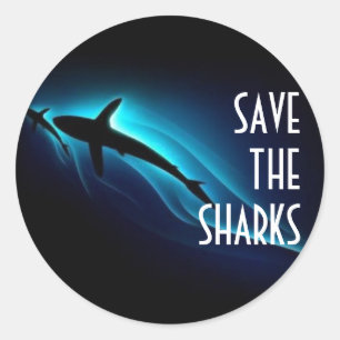 Sticker Rond Sauvez Les Requins