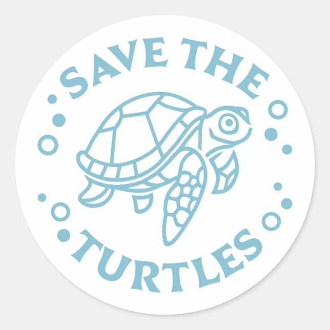 Sticker Rond Sauvez les tortues (Devant)