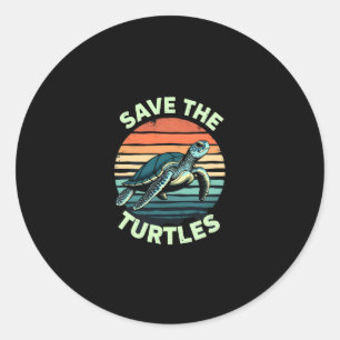 Sticker Rond Sauvez Les Tortues Animal Tortue Amateur D'animaux
