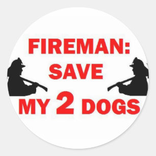 Sticker Rond Sauvez mes 2 chiens pompiers