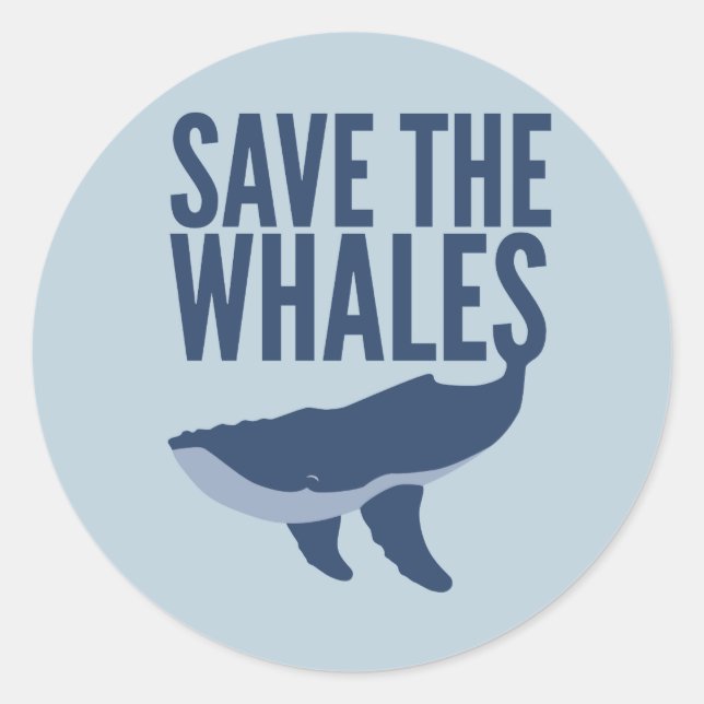 Sticker Rond Sauvons l'autocollant des baleines (Devant)