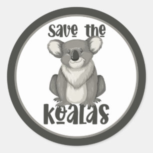Sticker Rond Sauvons l'autocollant Koalas