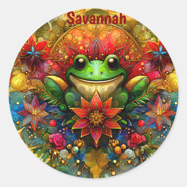 Sticker Rond SAVANNAH ~ SHINING Christmas FROG ~ (Devant)