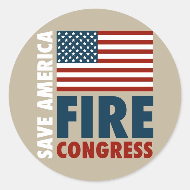 Sticker Rond Save America Fire Congress (Devant)
