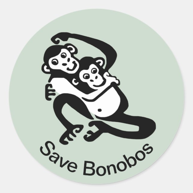 Sticker Rond Save BONOBOS - Chimpanzés - Animal activiste - (Devant)