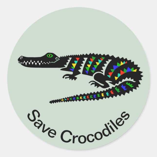 Sticker Rond Save CROCODILES Conservation - Faune - Etats-Unis  (Devant)