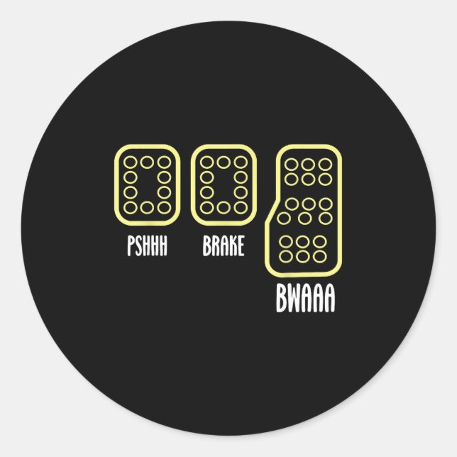 Sticker Rond Save Manual Pedal Shift Diagram Car Racing Funny Q (Devant)