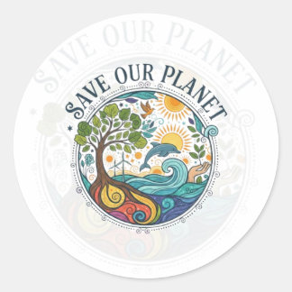 STICKER ROND SAVE OUR PLANET