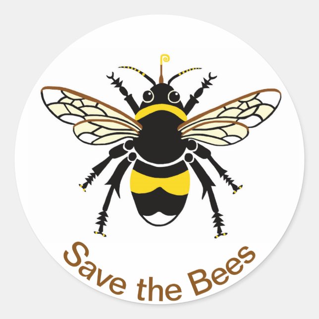 Sticker Rond Save the BEES -Conservation - Espèces en voie de d (Devant)