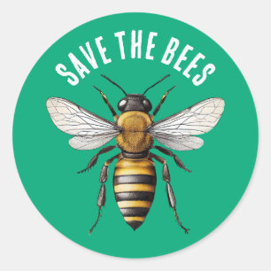 Sticker Rond Save the Bees Green