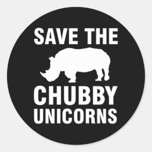 Sticker Rond Save The Chubby Unicorns