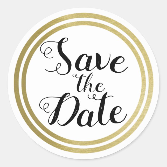 Sticker Rond "Save the date" pour mariage (Devant)