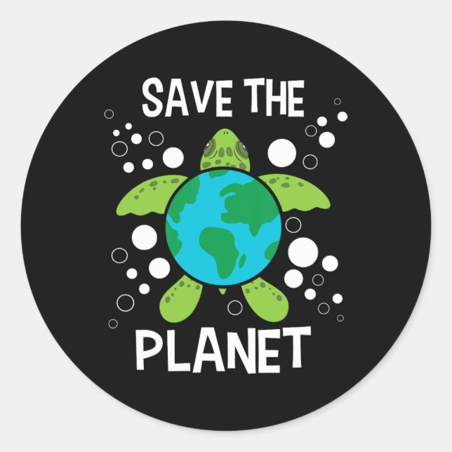 Sticker Rond Save the Planet - Protection De l'environnement Ea (Devant)