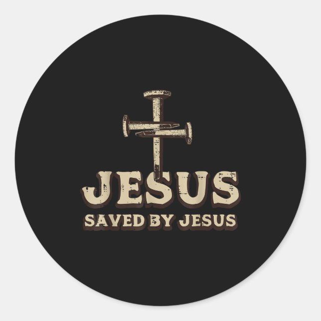 Sticker Rond Saved By Jesus Cross Christian Religious God Jesus (Devant)
