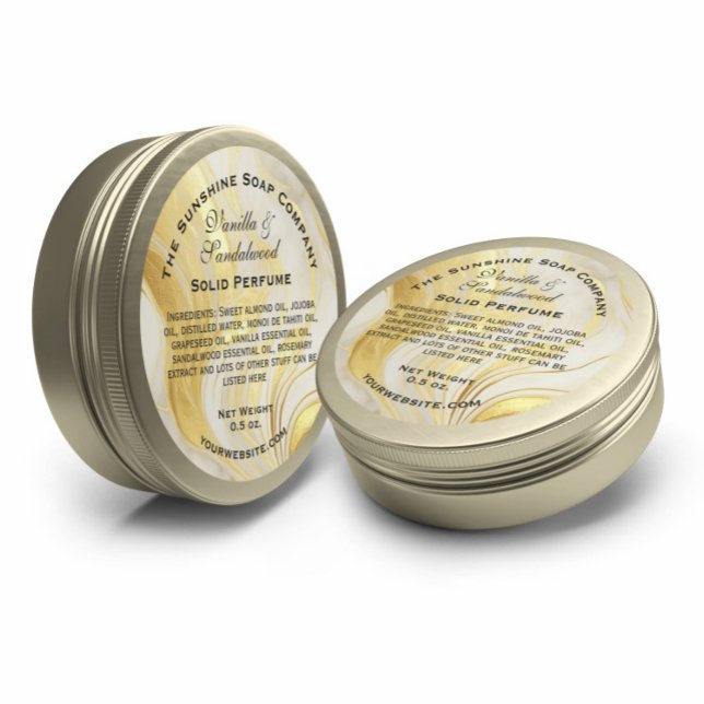 Sticker Rond Savon blanc et Faux Gold Marble cosmétique (Créateur téléchargé)