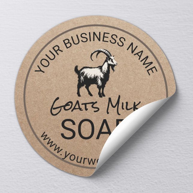 Sticker Rond Savon de lait de chèvre artisanal #2 Rustic Kraft (Créateur téléchargé)