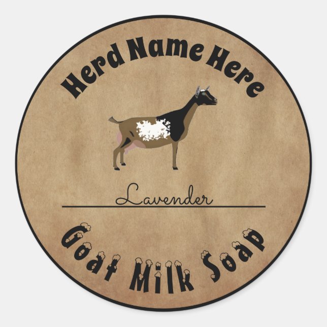 Sticker Rond Savon de lait de chèvre nain nigérian personnalisé (Devant)