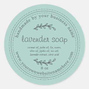 Sticker Rond Savon de lavande à main rustique bleu