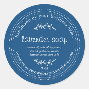 Sticker Rond Savon de lavande artisanale rustique bleu classiqu