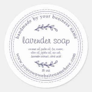 Sticker Rond Savon de lavande artisanale rustique Marine Bleu B
