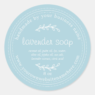 Sticker Rond Savon de lavande artisanale rustique Pastel Blue G