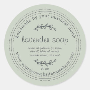 Sticker Rond Savon de lavande artisanale rustique Pastel Green