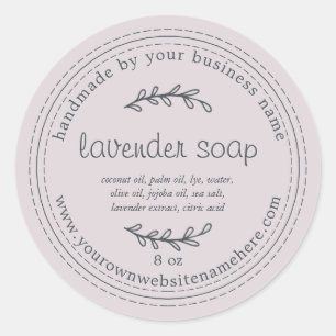 Sticker Rond Savon de lavande artisanale rustique Pastel violet