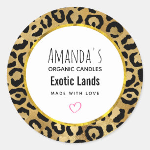 Sticker Rond Savon Empreinte de léopard sauvage et exotique à l