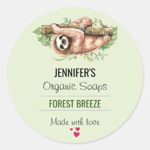 Sticker Rond Savon Feuille doux et doux à l'aquarelle