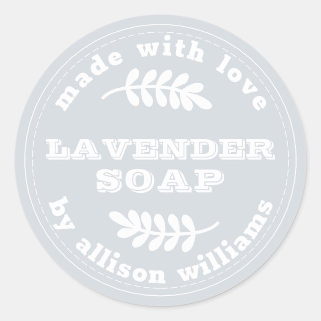 Sticker Rond Savon Lavande Personnalisé Pastel Blue (Devant)