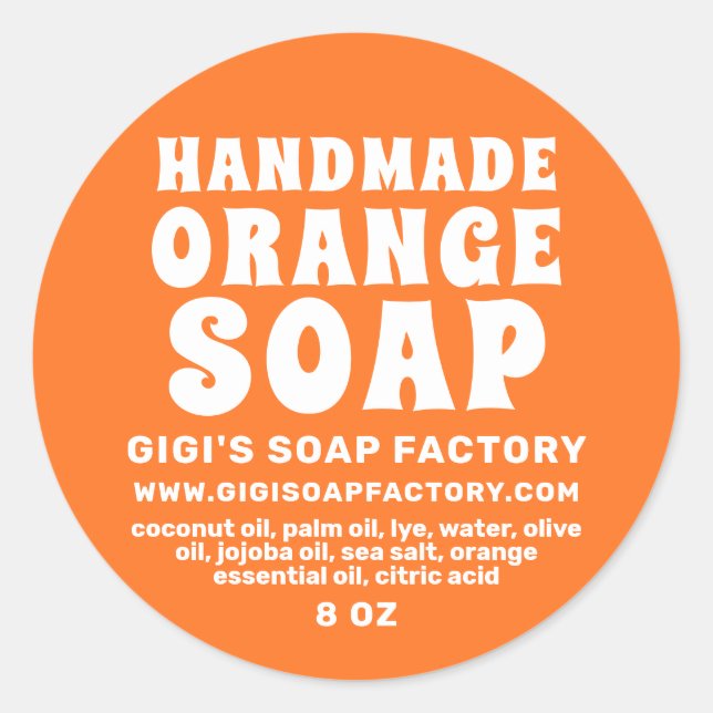 Sticker Rond Savon orange artisanal moderne (Devant)
