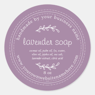 Sticker Rond Savon Rustique Lavande Fabriqué À La Main Violet