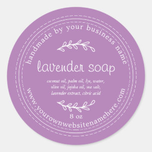 Sticker Rond Savon Rustique Lavande Fabriqué À La Main Violet