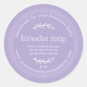 Sticker Rond Savon Rustique Lavande Fabriqué À La Main Violet