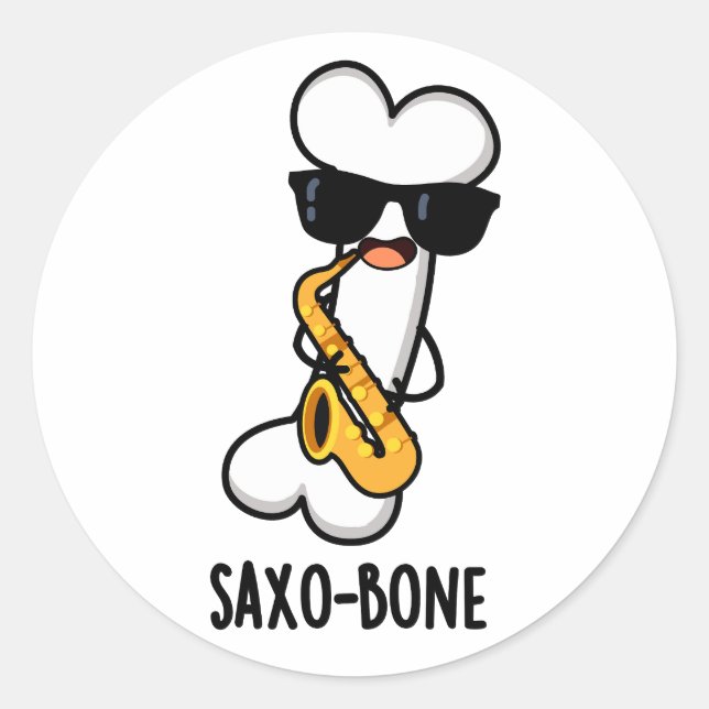 Sticker Rond Saxo-os Funny Bone Funny Musique Pun (Devant)