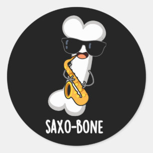 Sticker Rond Saxo os Funny Bone Funny Musique Pun Dark BG