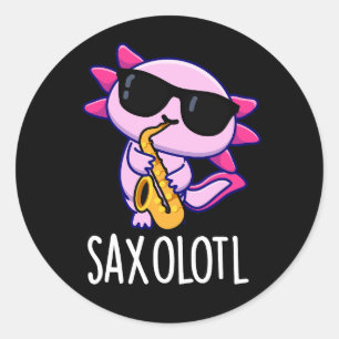 Sticker Rond Saxophone Saxophone Funny Puns Dark BG