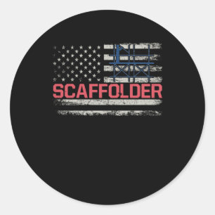 Sticker Rond Scaffolder USA Drapeau fabricant échafaudage