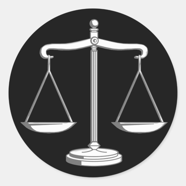 Sticker Rond Scales noires et blanches classiques de justice |  (Devant)