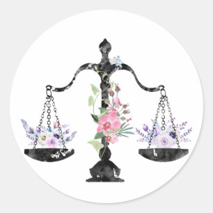 Sticker Rond Scales of Justice