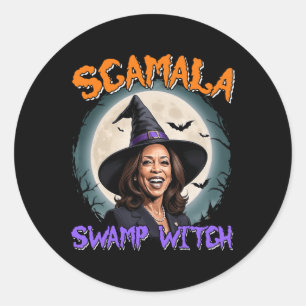 Sticker Rond Scamala Harris Anti Kamala Halloween Politique Noi